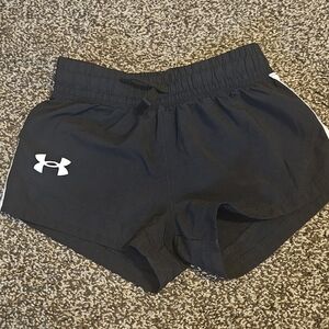 Under Armour Black Athletic Running Shorts with White Logo